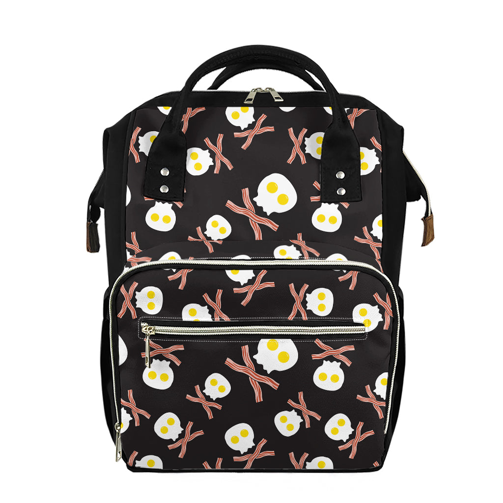 Skull Fried Egg And Bacon Pattern Print Diaper Bag