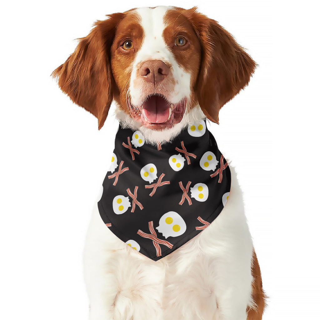 Skull Fried Egg And Bacon Pattern Print Dog Bandana