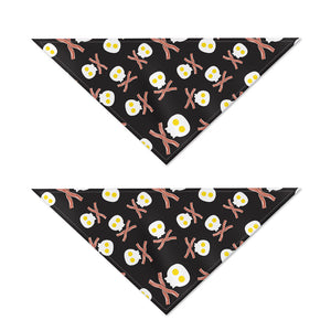 Skull Fried Egg And Bacon Pattern Print Dog Bandana