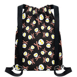 Skull Fried Egg And Bacon Pattern Print Drawstring Backpack
