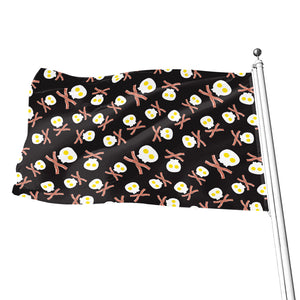 Skull Fried Egg And Bacon Pattern Print Flag