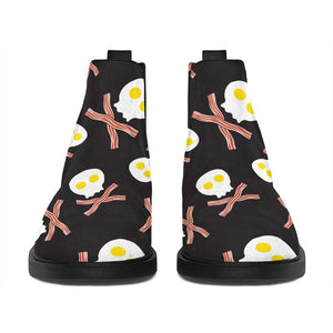 Skull Fried Egg And Bacon Pattern Print Flat Ankle Boots