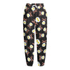 Skull Fried Egg And Bacon Pattern Print Fleece Lined Knit Pants