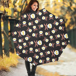 Skull Fried Egg And Bacon Pattern Print Foldable Umbrella