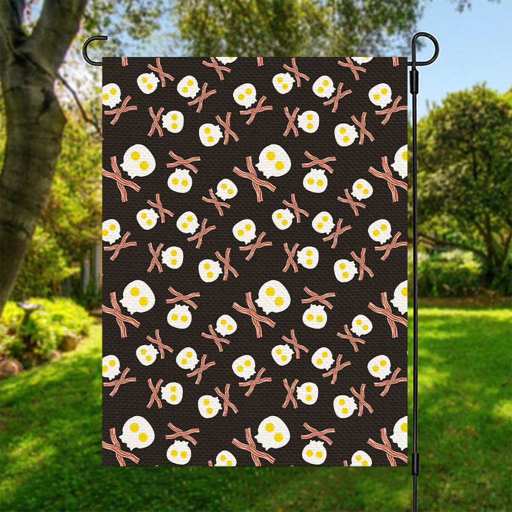 Skull Fried Egg And Bacon Pattern Print Garden Flag