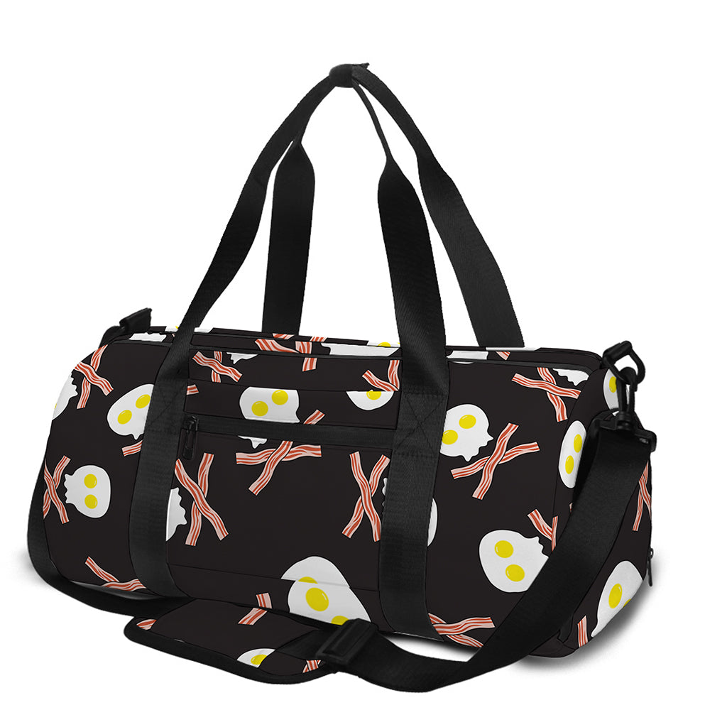 Skull Fried Egg And Bacon Pattern Print Gym Bag