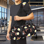 Skull Fried Egg And Bacon Pattern Print Gym Bag