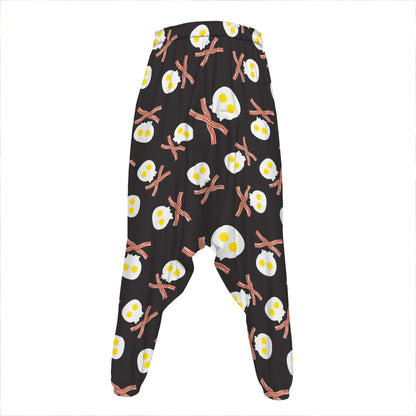 Skull Fried Egg And Bacon Pattern Print Hammer Pants