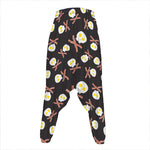Skull Fried Egg And Bacon Pattern Print Hammer Pants