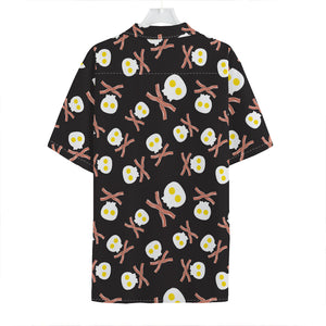 Skull Fried Egg And Bacon Pattern Print Hawaiian Shirt