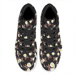 Skull Fried Egg And Bacon Pattern Print High Top Leather Sneakers