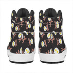 Skull Fried Egg And Bacon Pattern Print High Top Leather Sneakers