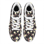 Skull Fried Egg And Bacon Pattern Print High Top Leather Sneakers