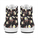 Skull Fried Egg And Bacon Pattern Print High Top Leather Sneakers
