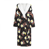 Skull Fried Egg And Bacon Pattern Print Hooded Bathrobe