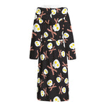 Skull Fried Egg And Bacon Pattern Print Hooded Bathrobe