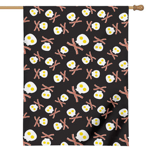 Skull Fried Egg And Bacon Pattern Print House Flag