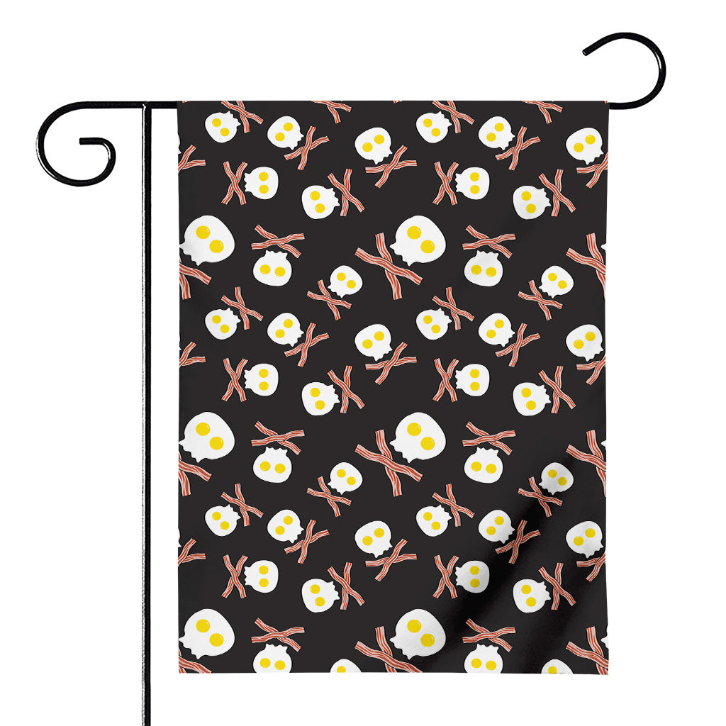 Skull Fried Egg And Bacon Pattern Print House Flag