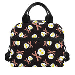Skull Fried Egg And Bacon Pattern Print Insulated Lunch Bag