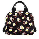 Skull Fried Egg And Bacon Pattern Print Insulated Lunch Bag