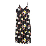 Skull Fried Egg And Bacon Pattern Print Jersey Midi Cami Dress