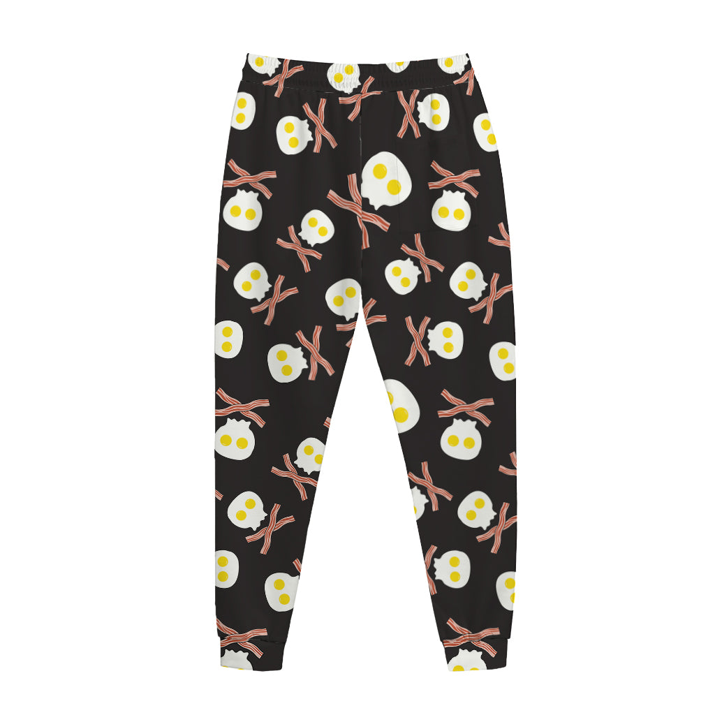 Skull Fried Egg And Bacon Pattern Print Jogger Pants