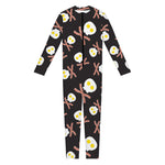 Skull Fried Egg And Bacon Pattern Print Jumpsuit