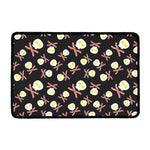 Skull Fried Egg And Bacon Pattern Print Kitchen Mat