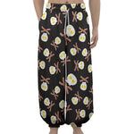 Skull Fried Egg And Bacon Pattern Print Lantern Pants