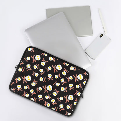 Skull Fried Egg And Bacon Pattern Print Laptop Sleeve