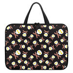 Skull Fried Egg And Bacon Pattern Print Laptop Sleeve With Handle