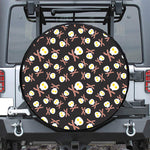 Skull Fried Egg And Bacon Pattern Print Leather Spare Tire Cover