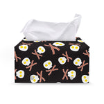 Skull Fried Egg And Bacon Pattern Print Leather Tissue Box Cover