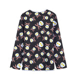 Skull Fried Egg And Bacon Pattern Print Long Sleeve Short Coat