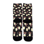 Skull Fried Egg And Bacon Pattern Print Long Socks