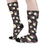 Skull Fried Egg And Bacon Pattern Print Long Socks