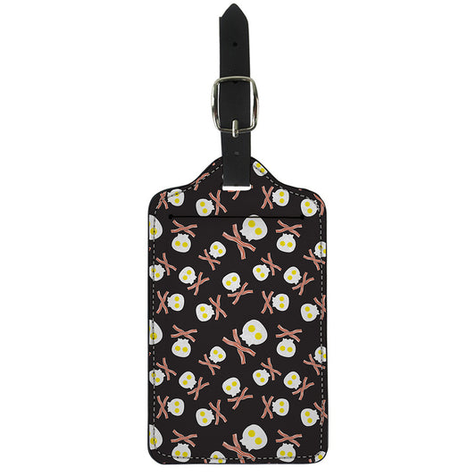 Skull Fried Egg And Bacon Pattern Print Luggage Tag