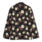 Skull Fried Egg And Bacon Pattern Print Men's Blazer