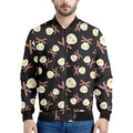 Skull Fried Egg And Bacon Pattern Print Men's Bomber Jacket
