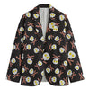 Skull Fried Egg And Bacon Pattern Print Men's Cotton Blazer