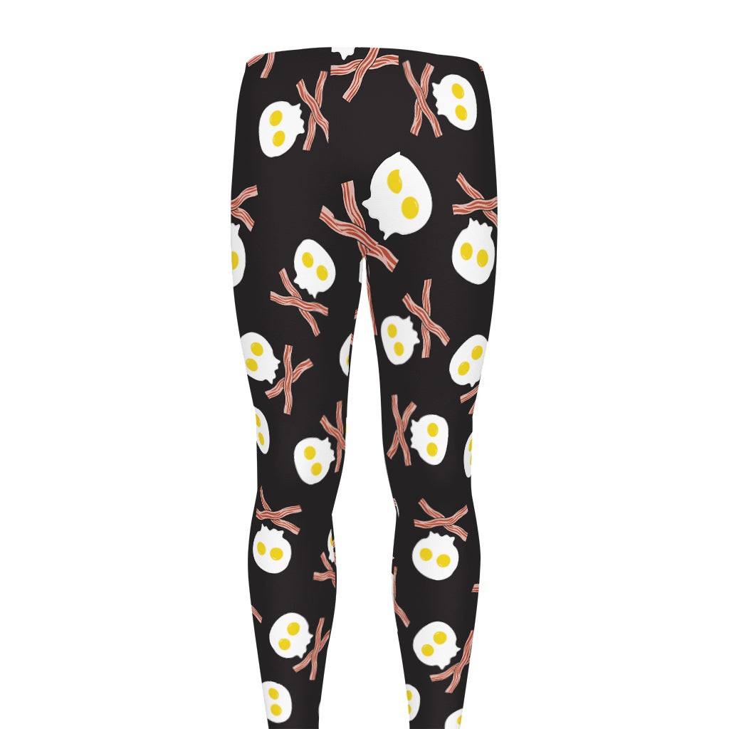 Skull Fried Egg And Bacon Pattern Print Men's leggings