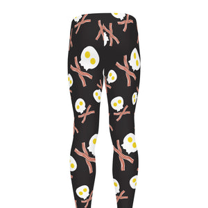 Skull Fried Egg And Bacon Pattern Print Men's leggings