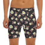 Skull Fried Egg And Bacon Pattern Print Men's Long Boxer Briefs