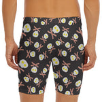 Skull Fried Egg And Bacon Pattern Print Men's Long Boxer Briefs