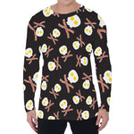 Skull Fried Egg And Bacon Pattern Print Men's Long Sleeve T-Shirt