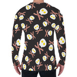 Skull Fried Egg And Bacon Pattern Print Men's Long Sleeve T-Shirt