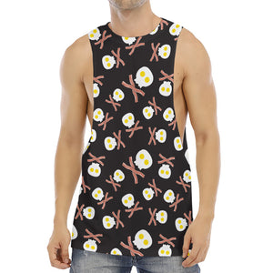 Skull Fried Egg And Bacon Pattern Print Men's Muscle Tank Top