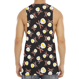 Skull Fried Egg And Bacon Pattern Print Men's Muscle Tank Top