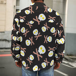 Skull Fried Egg And Bacon Pattern Print Men's Shirt Jacket