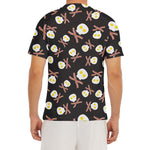 Skull Fried Egg And Bacon Pattern Print Men's Short Sleeve Rash Guard